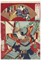 Kawarazaki Sansho I as Matsuzen'ya Gorozo (above), and Nakamura Shikan IV as Kato Kiyomasa by Kunichika (1835 - 1900)