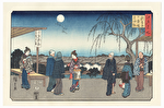 The Willow Tree of Farewells to Guests at Nihon Embankment in the New Yoshiwara by Hiroshige (1797 - 1858)