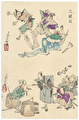The 47 Ronin, Act 3: Lord Enya Hangan Beats Moronao; The 47 Ronin, Act 4: Yuranosuke Threatens a Street Vendor by Yoshitoshi (1839 - 1892)