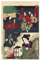 Tokugawa Hidetada and Mother with Child by Kyosai (1831 - 1889) and Kunichika (1835 - 1900)