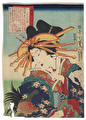 Courtesan in a Rooster Kimono by Kunichika (1835 - 1900)