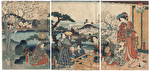 Cherry Blossoms at Genji's Rokujo Mansion, 1854 by Toyokuni III/Kunisada (1786 - 1864) and Kuniteru II (1829 - 1874)