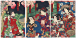 Ushiwakamaru Serenading a Beauty, 1889 by Kunisada III (1848 - 1920)