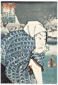 Satta, between Yui and Okitsu: Sawamura Chojuro V as Izutsuya Denbei by Toyokuni III/Kunisada (1786 - 1864)