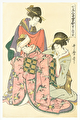 Dressing a Young Girl for the Obitoki Ceremony at the Shichigosan Festival by Utamaro (1750 - 1806) 