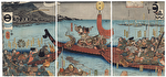 Nitta Yoshisada Throwing His Sword into the Sea, 1844 by Kuniyoshi (1797 - 1861)